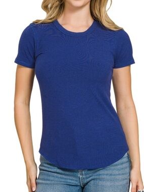 Navy Stretch Knit Top